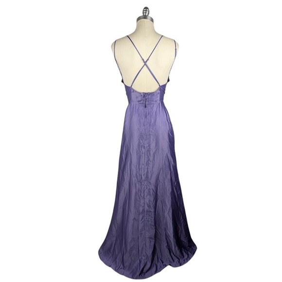 B Darlin Juniors' Satin a-Line Gown Dark Lavender Size 15/16‎ - Picture 4 of 5